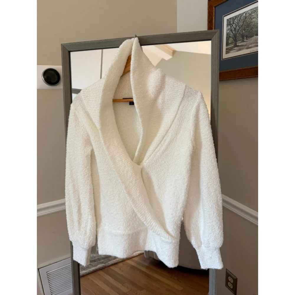 Boston Proper White Cowl Neck Sweater Women's Size S - Picture 2 of 5